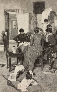 El me Dise la So Rossa, Woman Reading Letter, from Painting by Giacomo Favretto, Engraving by Ernesto Mancastropa from L