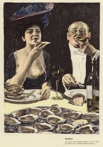 Eating Oysters in a Restaurant by Ernst (after) Heilemann