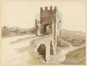 The Campagna with Stone Tiber Bridge near Rome by Ernst Fries