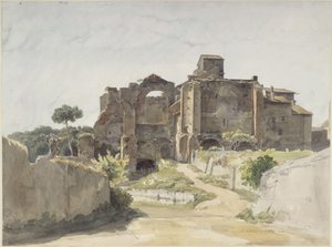Church Ruin with Newer Attached Residential Buildings in Albano by Ernst Fries