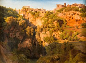 The Waterfalls at Tivoli with the Ponte Lupo, Temple of Vesta, and Temple of Sibyl by Ernst Fries