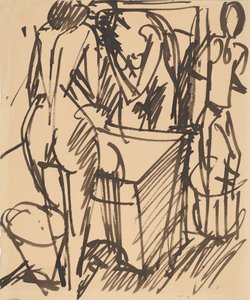 Nude with a Mirror, Standing Before a Washstand, 1908-1910 by Ernst Ludwig Kirchner