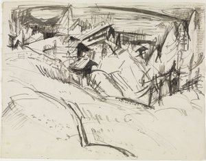 Alp with Huts and Firs