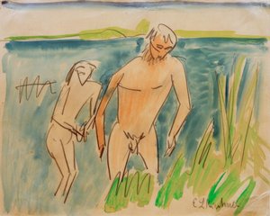 Bathing at Moritzburg by Ernst Ludwig Kirchner