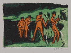 Bathers Tossing Reeds by Ernst Ludwig Kirchner
