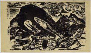 Mountains with Mountain Hut by Ernst Ludwig Kirchner