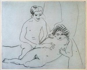 A Naked Couple Lying On A Bed by Ernst Ludwig Kirchner