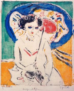 Dodo with Japanese Umbrella by Ernst Ludwig Kirchner