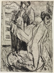 Three Figures/Woman Drying a Bather by Ernst Ludwig Kirchner
