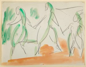 Three Dancers. 1911 Sketchbook Folkwang (Bl. 34) by Ernst Ludwig Kirchner