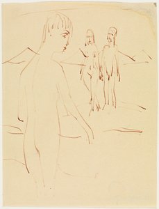 Three Standing Nudes Outdoors by Ernst Ludwig Kirchner