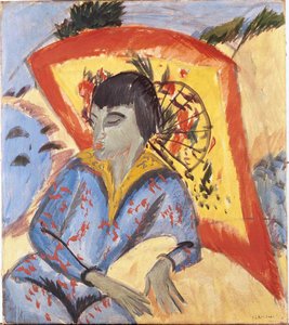 Erna with Japanese Umbrella, 1913 by Ernst Ludwig Kirchner