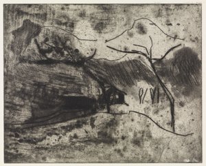 House under Trees in the Snow/Beach, Wind, Boats by Ernst Ludwig Kirchner