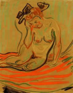 Crouching Female Nude with Arm Resting