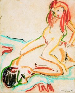 Reclining Naked Man with Child on Back