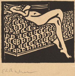 Nude Girl Lying on a Sofa by Ernst Ludwig Kirchner