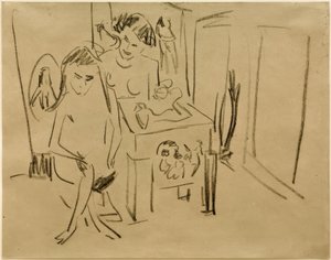 Untitled (Dodo and Fränzi in the Studio) by Ernst Ludwig Kirchner