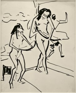 Untitled (Marcella and Senta with Bow) by Ernst Ludwig Kirchner