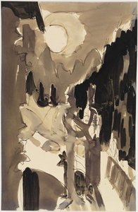 Couple in Moonlight in Front of the House by Ernst Ludwig Kirchner
