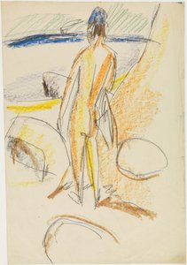 Standing Nude from the Back "By the Stones" (Fehmarn) by Ernst Ludwig Kirchner