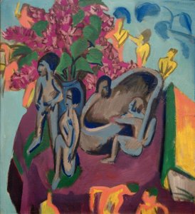 Still Life with Sculptures and Flowers by Ernst Ludwig Kirchner
