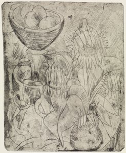 Still Life with Sunflowers and Fruit Bowl by Ernst Ludwig Kirchner