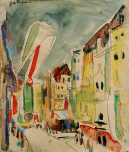 Street Scene with Flags