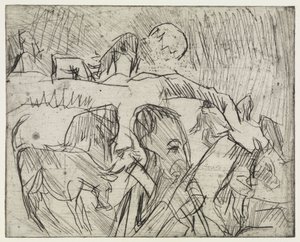 Study Mardersteig / Shepherd with Cows on the Mountain by Ernst Ludwig Kirchner
