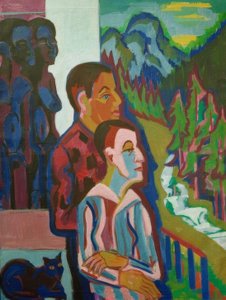 Before Sunrise – Self with Erna in Front of Wildbodenhaus by Ernst Ludwig Kirchner