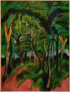 Forest Interior with Pink Foreground