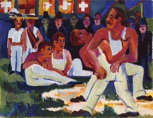 Wrestler, 1923 by Ernst Ludwig Kirchner