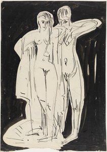 Two Standing Nudes, Drying Themselves by Ernst Ludwig Kirchner