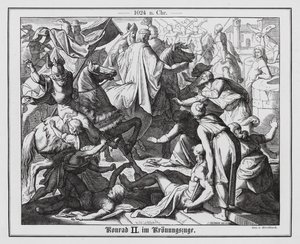 Coronation procession of King Conrad II of Germany by Ernst Sigmund Kirchbach