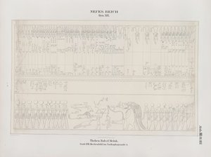 Drawing of the Ceiling Painting in the Sarcophagus Hall, 19th Dynasty, Thebes, Biban-el-Muluk, New Kingdom, illustration from Monuments to Egypt and Ethiopia, by Richard Lepsius by Ernst Weidenbach