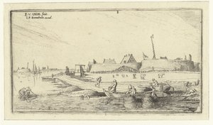 Rowboats with Fishermen in Front of a Fort on the Scheldt by Esaias van de Velde