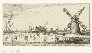 Skaters on the Ice near a Mill in the Vicinity of Penningsveer by Esaias van de Velde
