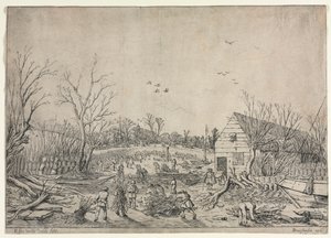 The Great Flood of January 10, 1624 (or Repairing the Broken Dike on the River Lek by Vianen, 1624) by Esaias van de Velde