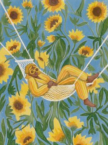 Relaxing Among Sunflowers by Essa Van Reis
