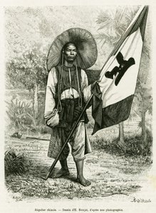 Chinese rule. Engraving after a photograph, to illustrate the story Trente mois au Tonkin in 1884, by Doctor Hocquard, in le tour du monde 1889, directed by Edouard Charton, Hachette, Paris.