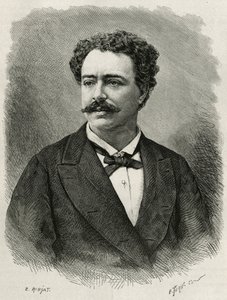 Portrait of the Author and Traveler Edmondo de Amicis (1846-1908) (engraving by E. Ronjat, to illustrate the story of Morocco by Edmondo de Amicis, 1875) by Etienne Antoine Eugene Ronjat