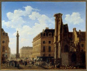 Place Vendome and the street of Castiglione with the ruins of the church of the Leafy by Etienne Bouhot