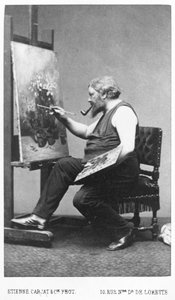 Gustave Courbet painting his easel by Etienne Carjat