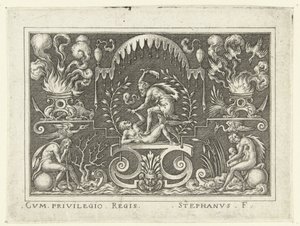 Cain Kills Abel, Flat Decorations with Scenes from the Old Testament in a Grotesque Frame (series title)