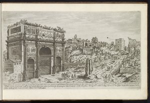Arch of Constantine in Rome (series title: Buildings from Antiquity) (series title on object: The Remains of Ancient Rome Collected and Depicted in Perspective by Stefano Du Perac Parisino) by Etienne Duperac