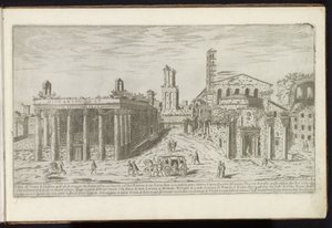 Ruins of the Temple of Antoninus and Faustina and the Temple of Romulus at the Roman Forum by Etienne Duperac