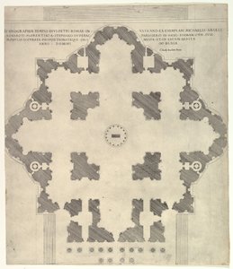 Speculum Romanae Magnificentiae: Plan of St. Peters by Etienne Duperac