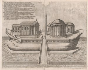 Speculum Romanae Magnificentiae: Temples on the Isle of Tiber by Etienne Duperac