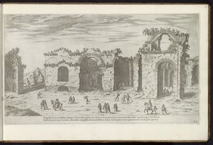 Baths of Diocletian in Rome (series title: Buildings from Antiquity) (series title on object: The Remains of Ancient Rome Collected and Depicted in Perspective by Stefano Du Perac Parisino) by Etienne Duperac
