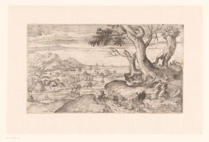 Landscape with Female Satyr Nursing a Satyr Child by Etienne Dupérac (attributed to)