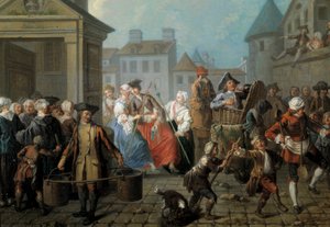 Carnival in the Streets of Paris (detail) by Étienne Jeaurat